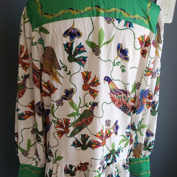 Colorful Bird  Dress/top with Green Accents - Picture 7 of 16